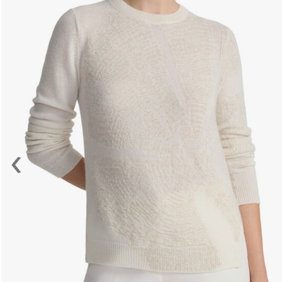 LAFAYETTE 148 NEW YORK Ivory Metallic Spiral Cashmere Crewneck Sweater - Picture 2 of 9